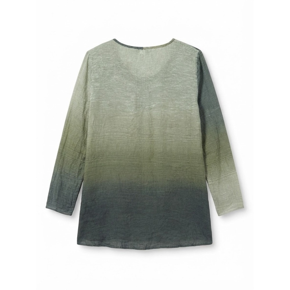 Flax Womens Small Top Linen Boho Lagenlook Green Organic Resort